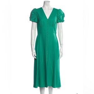 Margot Ruched Crepe Midi Dress In Turquoise